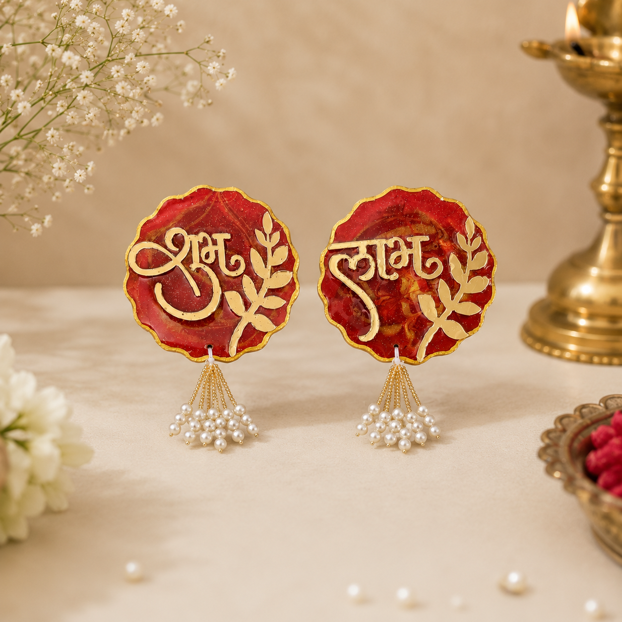 Turquoise Shubh Laabh pair with golden edging - Fankaarlok