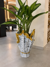 Ivory Blaze – Sculpted Resin Planter with Gold Accents | Fankaarlok