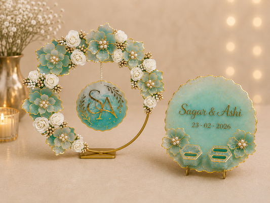 Regal Bloom Resin Ring Platter | Engagement Ceremony Tray – Fankaarlok