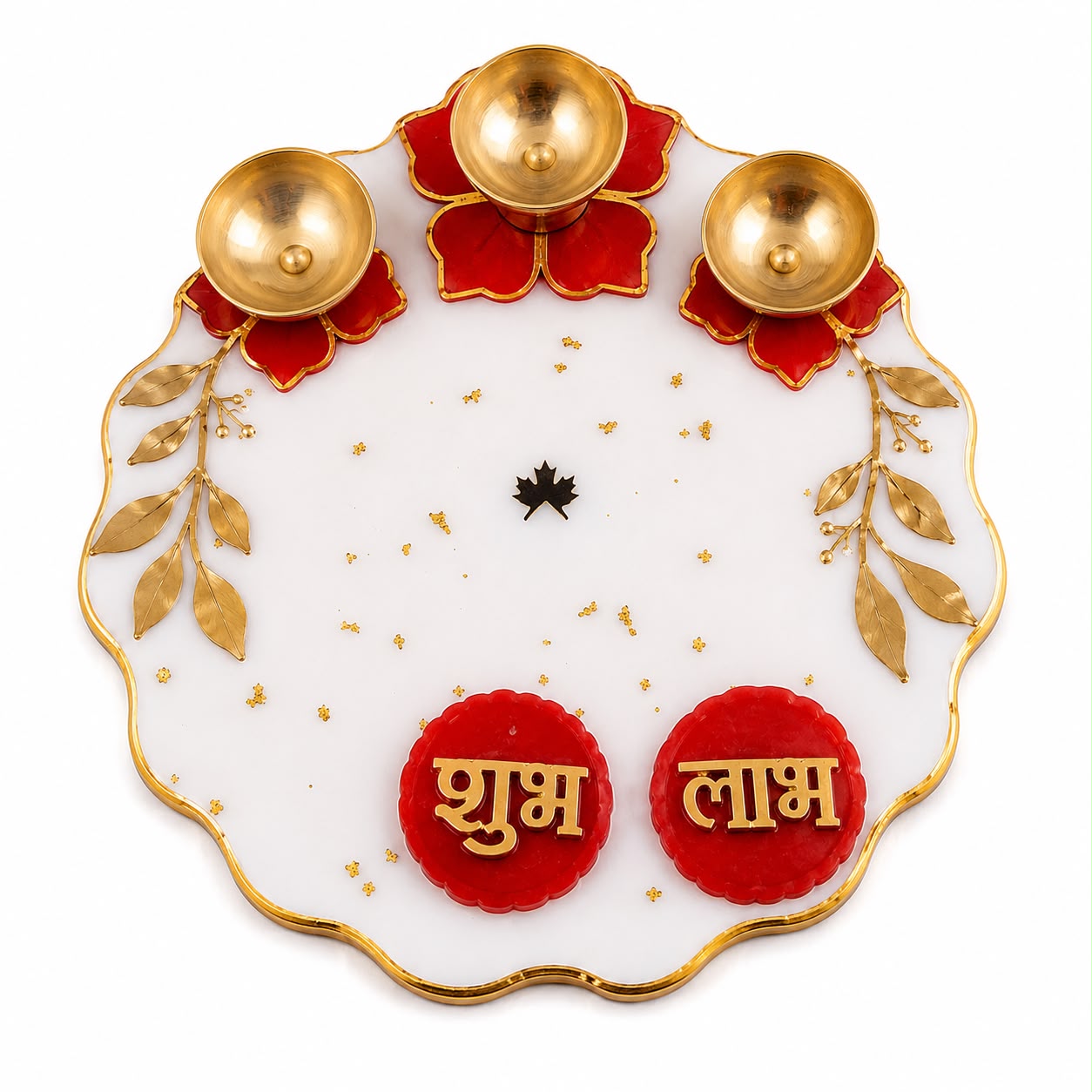 Luxury Pooja Thali Set with Brass Diya Holders & Shubh Labh | Premium Gift Box
