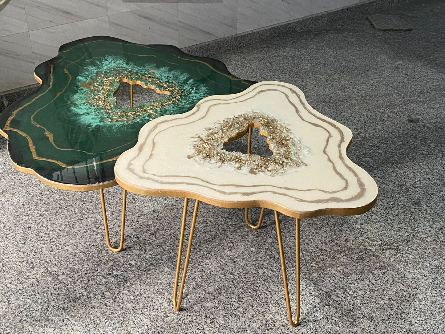 Buy Unique Nesting Tables – Luxury Geode Epoxy Table Set for Living Room | Fankaarlok