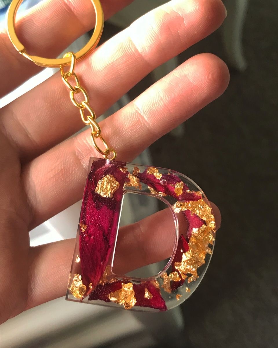 Custom Keychains Online – Rose Petals Alphabet Keyrings  | Fankaarlok