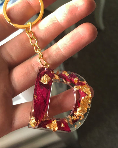 Custom Keychains Online – Rose Petals Alphabet Keyrings  | Fankaarlok