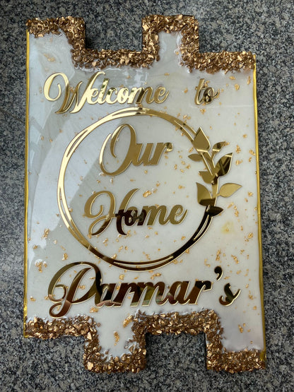 Main Door Family Signage | Personalized “Welcome to Our Home” Nameplate