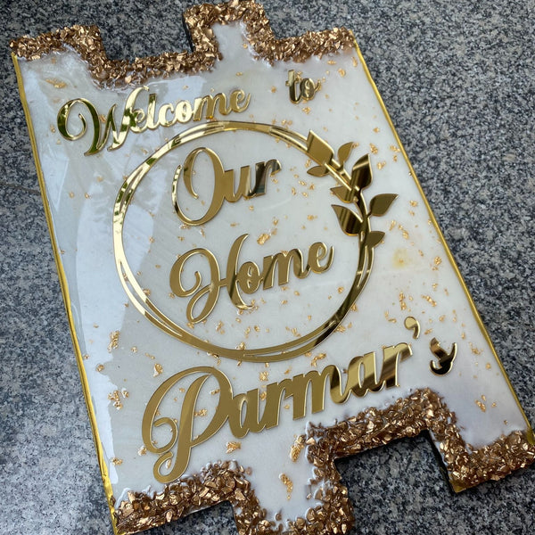 Main Door Family Signage – Personalized Welcome to Our Home Nameplate