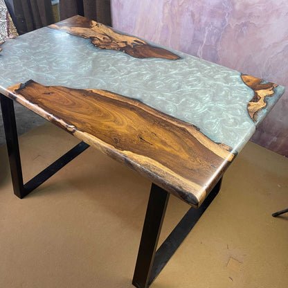 Rustic River Flow – Wooden Center Table for Living Room | Fankaarlok