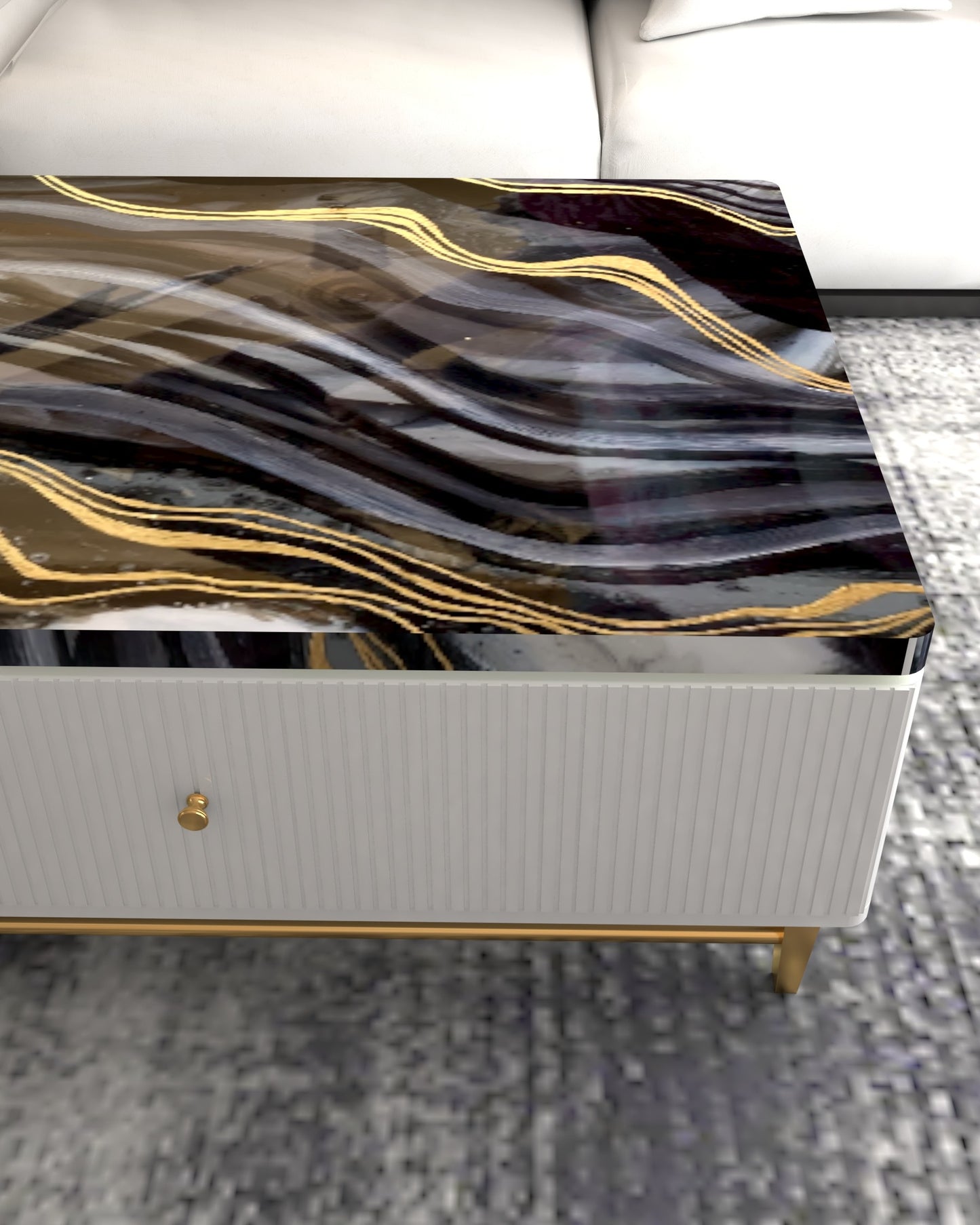 Aurora Luxe – High End Center Table with Storage & Resin Art Top | Fankaarlok