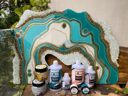 Aqua Crystal Arc – Resin Unique Abstract Wall Panel for Living Room | Fankaarlok