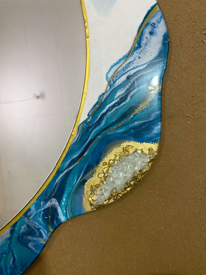 Azure Crest Round – Resin Wall Mirror for Interior Decoration | Fankaarlok