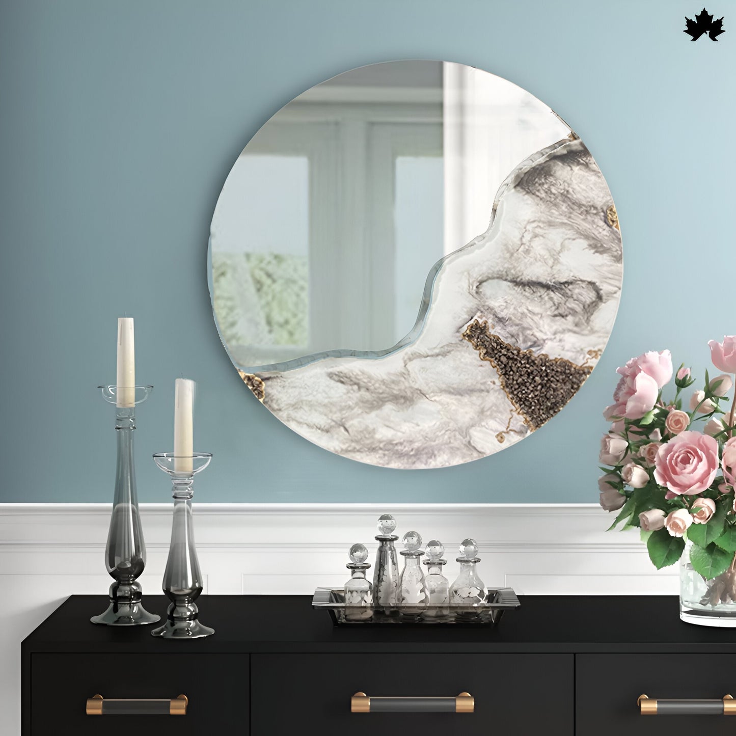 Frosted Marble Curve – Resin Modern Wall Mirror Design | Fankaarlok