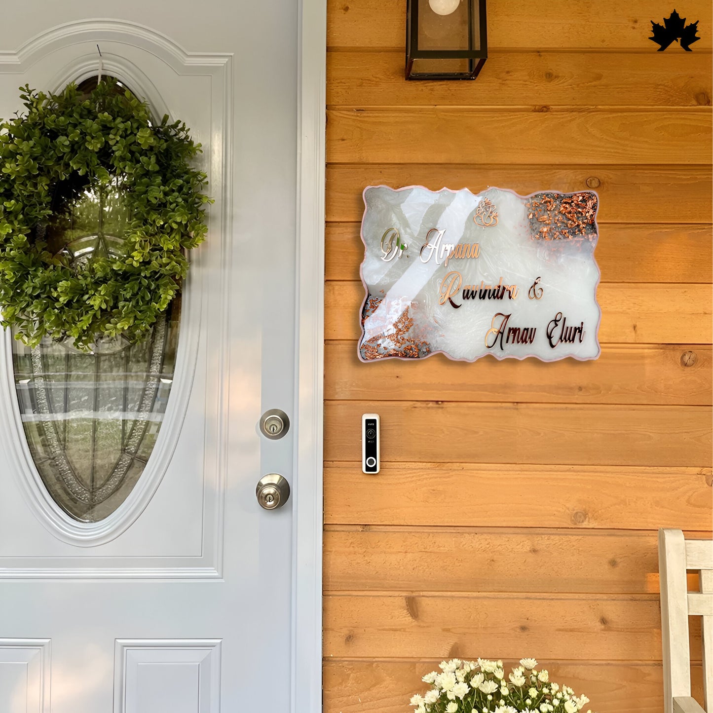 Auric Edge – Gold Accent Nameplate for Home | Elegant Couple Nameplate