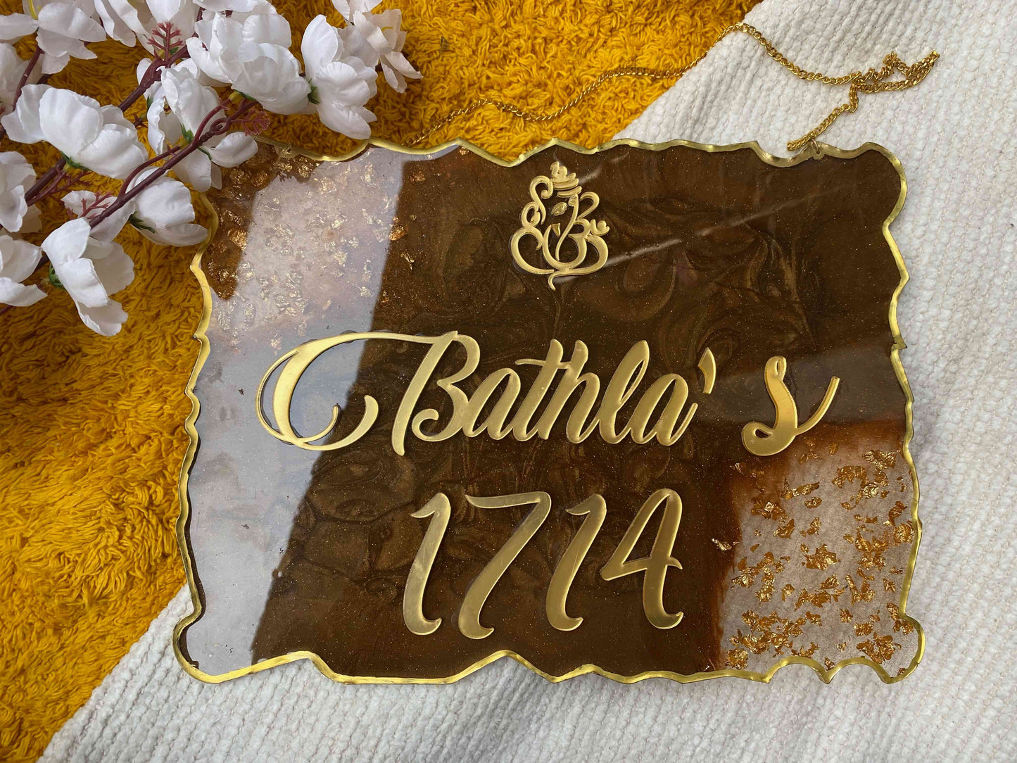 Grace Luxe – Luxury Nameplate for Home Entrance | Custom Handcrafted Nameplate