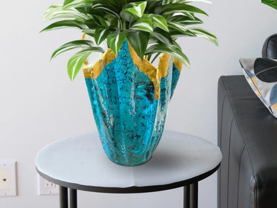 Aqua Gold Majesty – Elegant Planter for Home Decoration | Fankaarlok