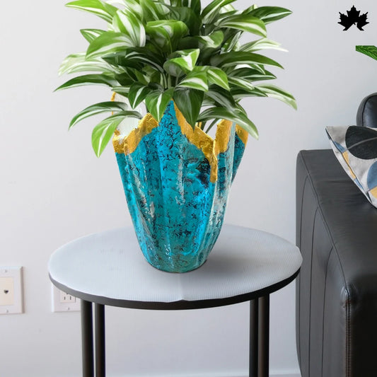 Aqua Gold Majesty – Elegant Planter for Home Decoration | Fankaarlok