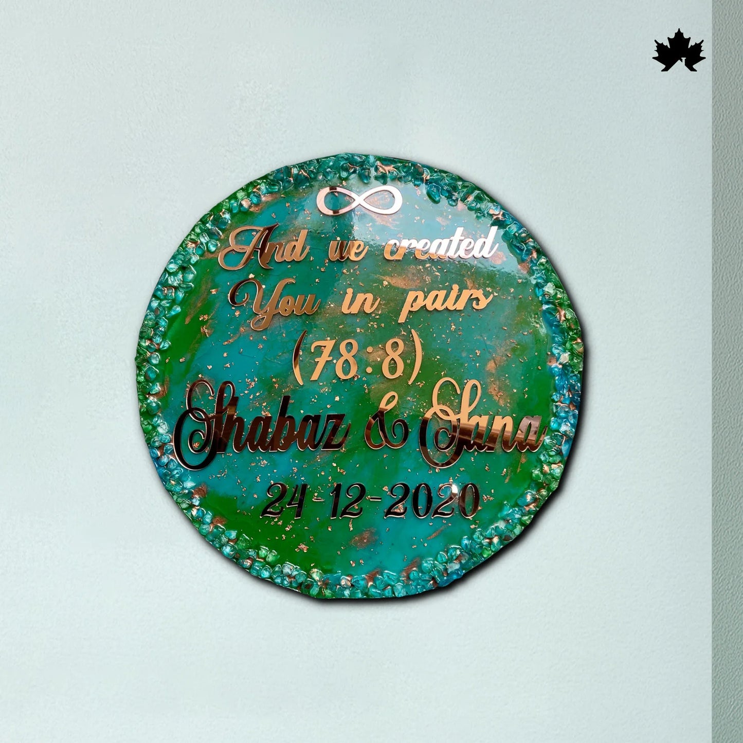 Round Designer Nameplate | Personalized Couple Nameplate with Quote