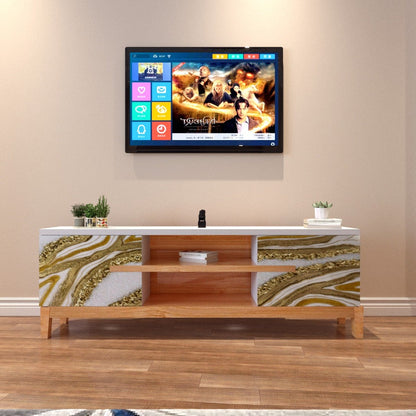 Media Console Table – Modern Resin & Wood Entertainment Unit | Fankaarlok