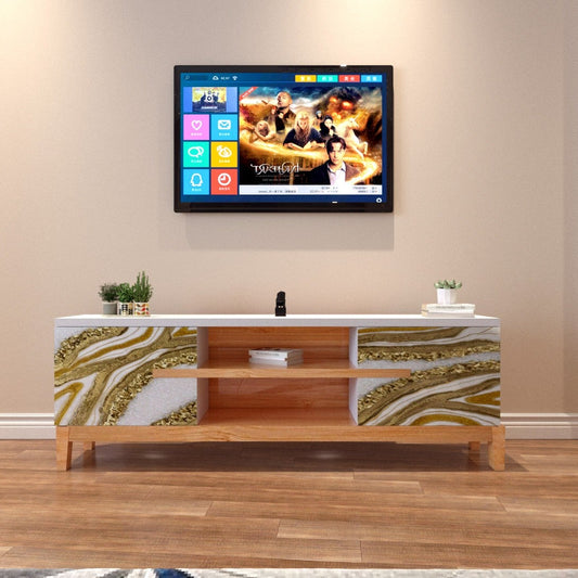 Media Console Table – Modern Resin & Wood Entertainment Unit | Fankaarlok