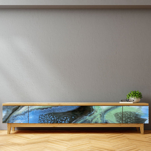 TV Table for Living Room – Artistic Resin & Wood Media Unit | Fankaarlok