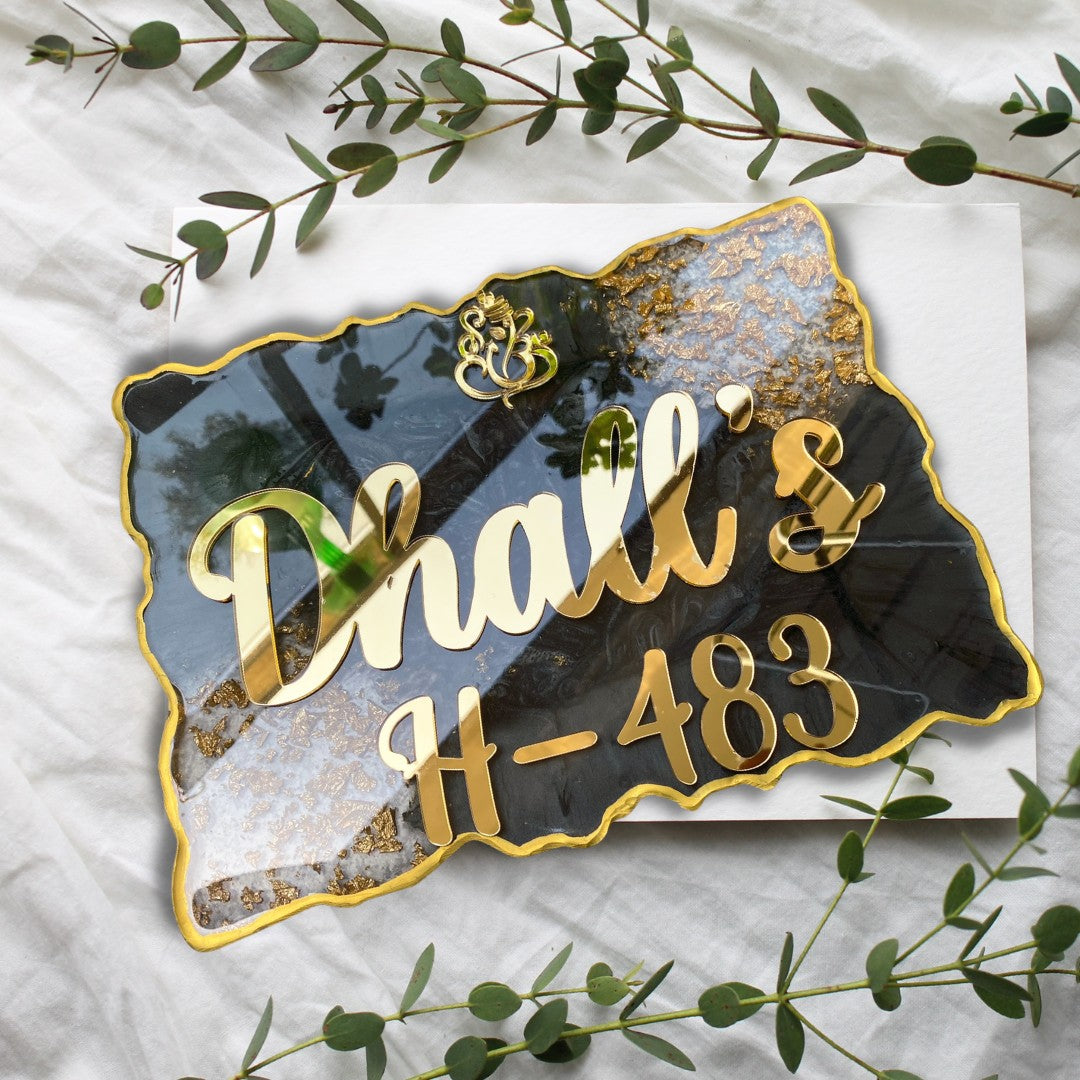 Grace Luxe – Luxury Nameplate for Home Entrance | Custom Handcrafted Nameplate