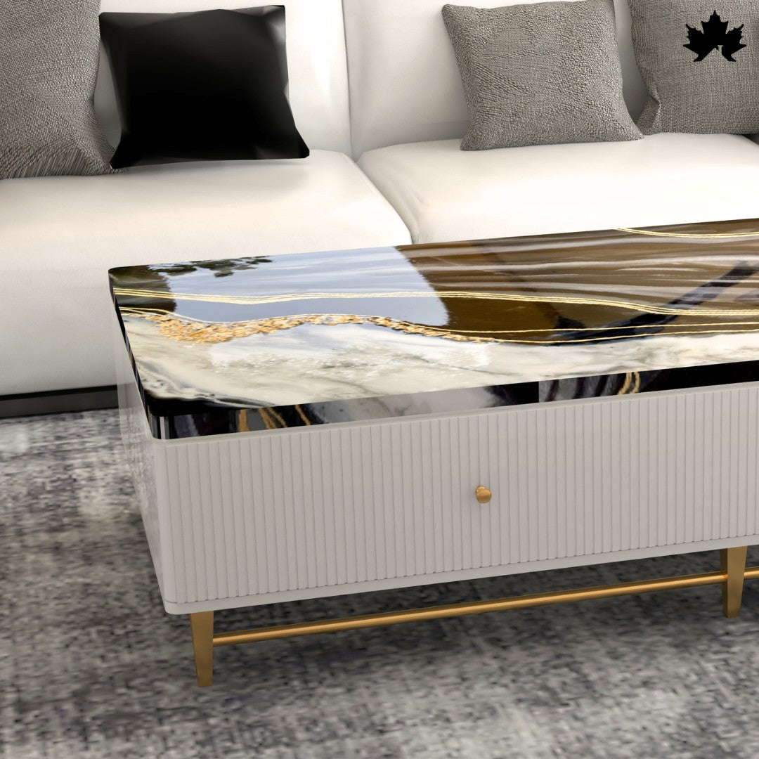 Aurora Luxe – High End Center Table with Storage & Resin Art Top | Fankaarlok