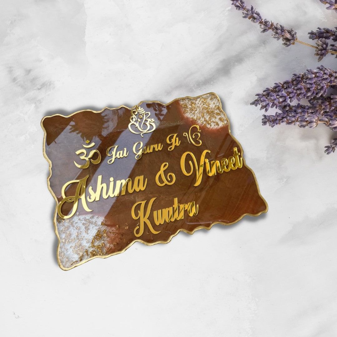 Grace Luxe – Luxury Nameplate for Home Entrance | Custom Handcrafted Nameplate