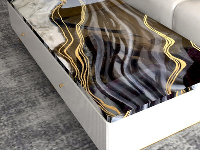 Aurora Luxe – High End Center Table with Storage & Resin Art Top | Fankaarlok