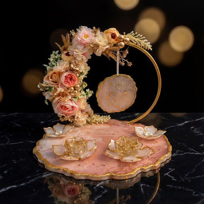 Fankaarlok Luxury Floral Resin Engagement Ring Platter | Handcrafted Wedding Ceremony Décor