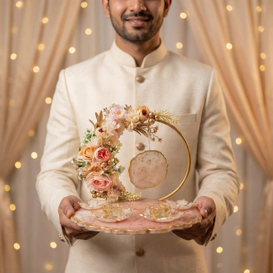 Fankaarlok Luxury Floral Resin Engagement Ring Platter | Handcrafted Wedding Ceremony Décor
