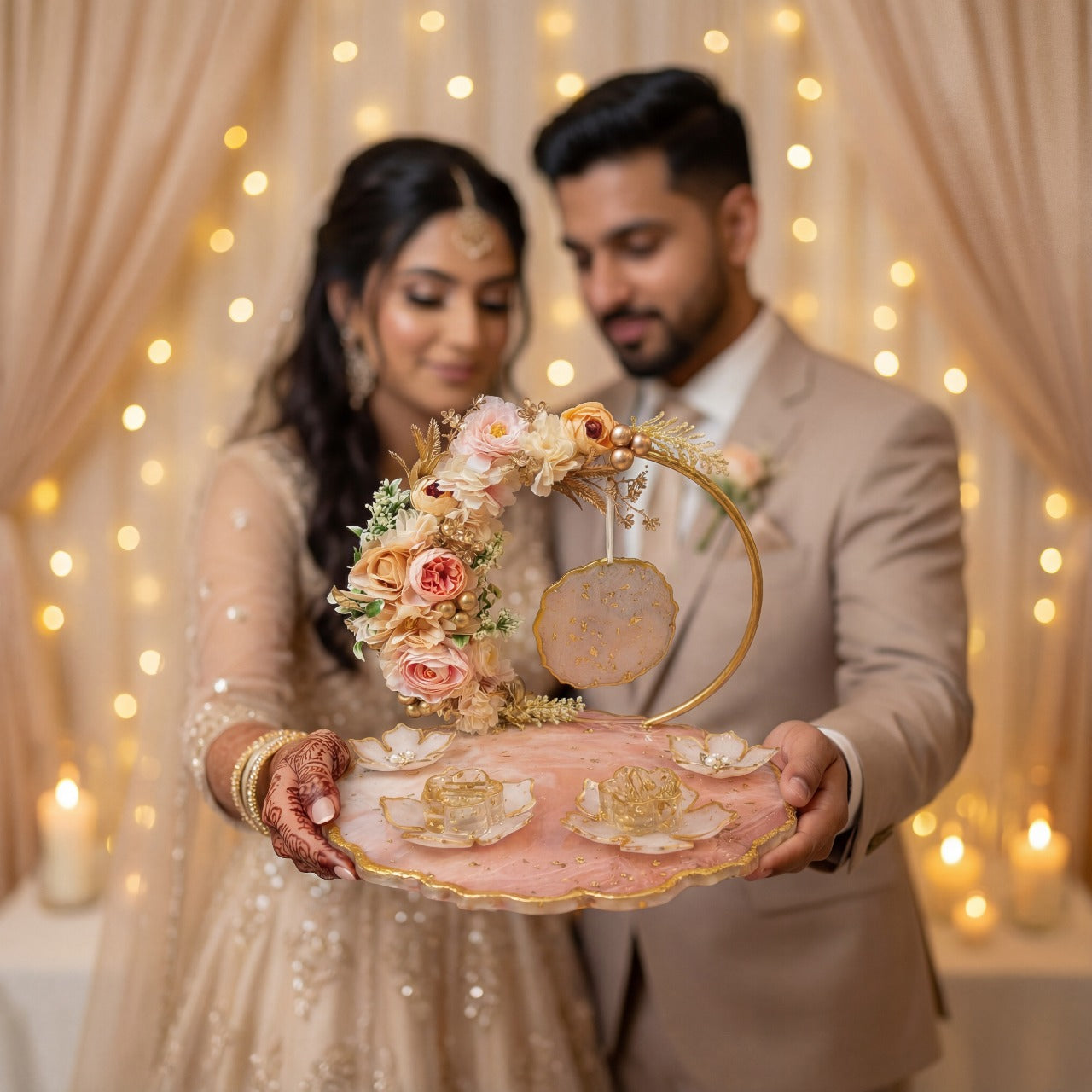Fankaarlok Luxury Floral Resin Engagement Ring Platter | Handcrafted Wedding Ceremony Décor