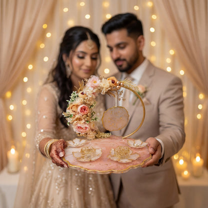 Fankaarlok Luxury Floral Resin Engagement Ring Platter | Handcrafted Wedding Ceremony Décor