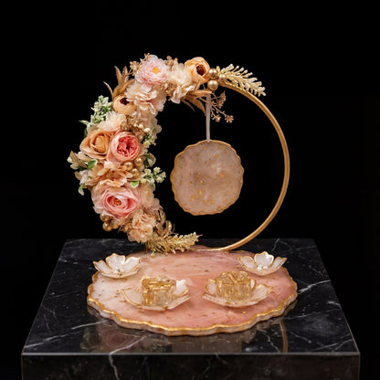 Fankaarlok Luxury Floral Resin Engagement Ring Platter | Handcrafted Wedding Ceremony Décor