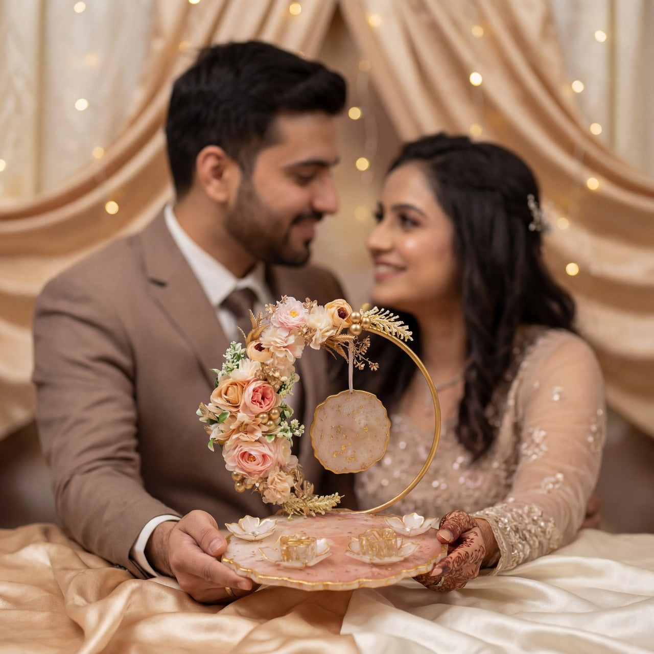 Fankaarlok Luxury Floral Resin Engagement Ring Platter | Handcrafted Wedding Ceremony Décor