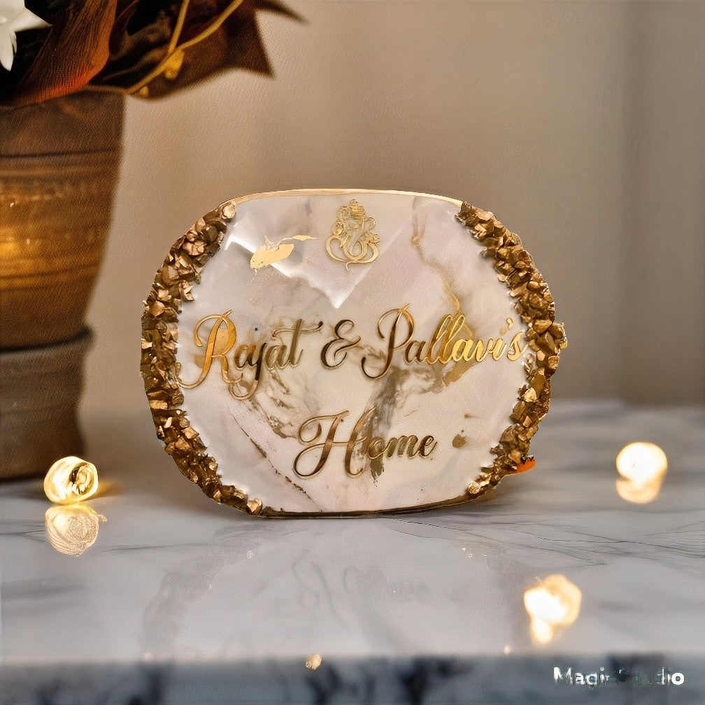 Indian Couple Nameplate Online | Elegant Personalized Door Nameplate