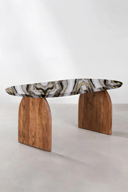 Resin Wood Dining Table – Luxury Geode-Inspired Epoxy Dining Table | Fankaarlok