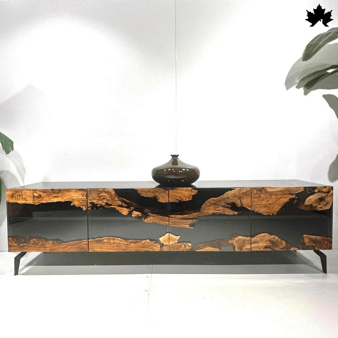 Designer Cabinet for Home – Luxury Wood & Clear Epoxy Storage Unit | Fankaarlok