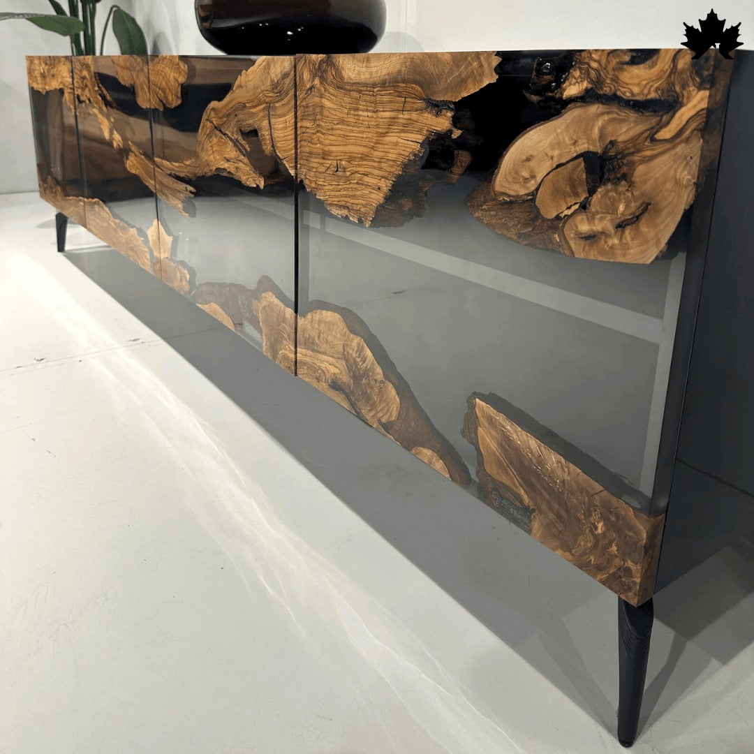 Designer Cabinet for Home – Luxury Wood & Clear Epoxy Storage Unit | Fankaarlok