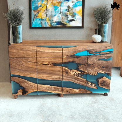 Stylish Cabinet Design – Premium Wood & Blue Epoxy Storage Cabinet | Fankaarlok