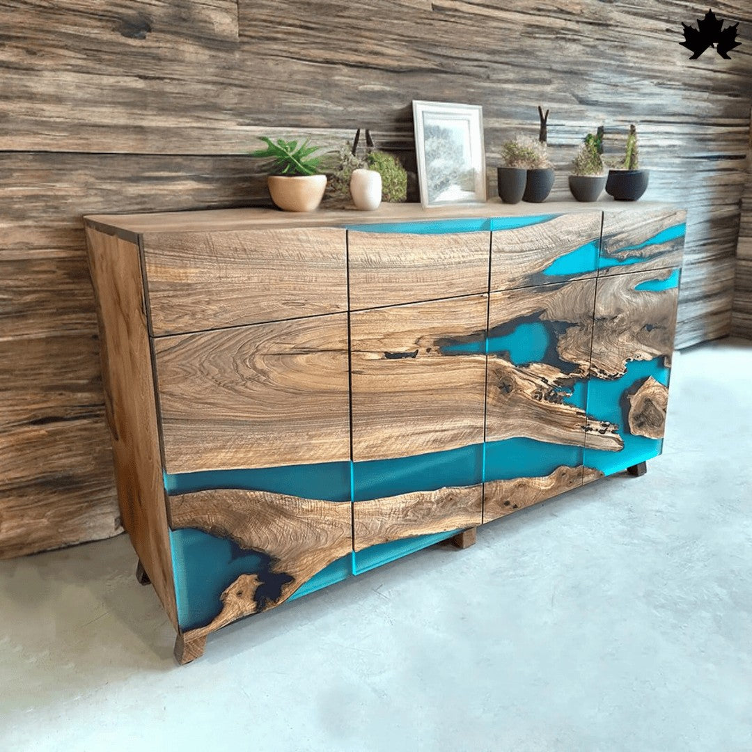 Stylish Cabinet Design – Premium Wood & Blue Epoxy Storage Cabinet | Fankaarlok
