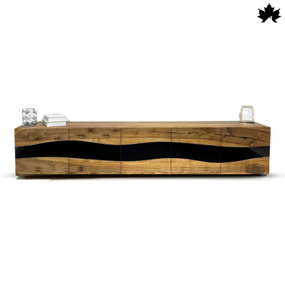 Modern TV Cabinet Design – Solid Wood & Black Resin TV Unit | Fankaarlok