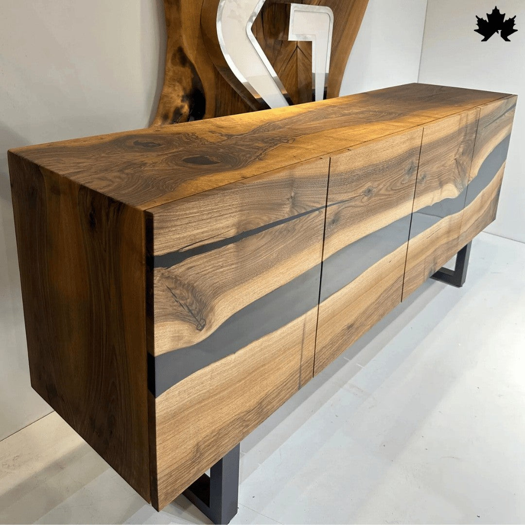 Modern TV Cabinet Design – Solid Wood & Black Resin TV Unit | Fankaarlok