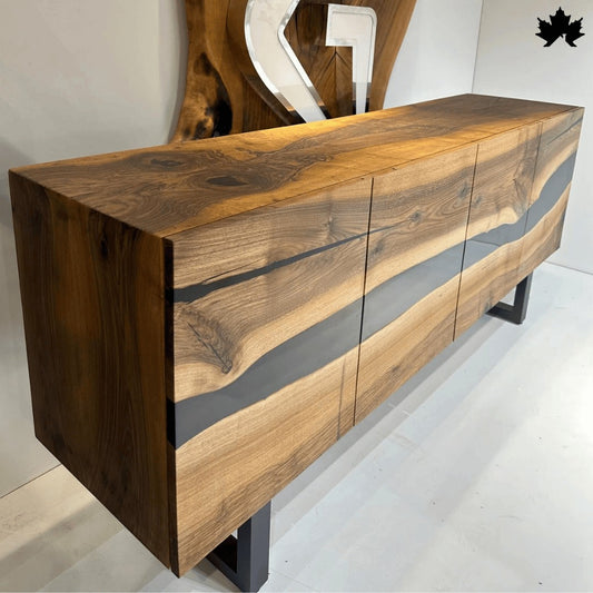 Modern TV Cabinet Design – Solid Wood & Black Resin TV Unit | Fankaarlok