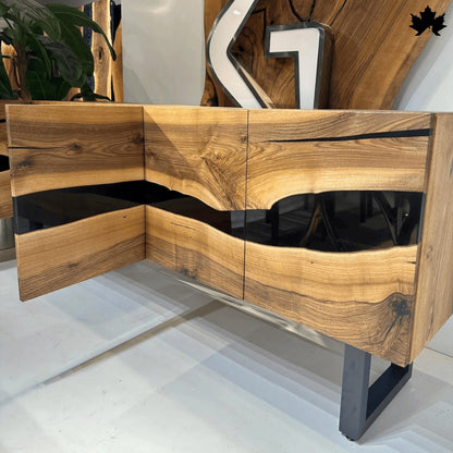 Modern TV Cabinet Design – Solid Wood & Black Resin TV Unit | Fankaarlok