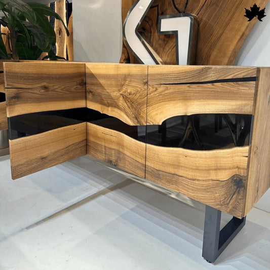 Modern TV Cabinet Design – Solid Wood & Black Resin TV Unit | Fankaarlok