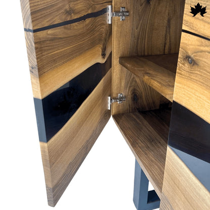 Modern TV Cabinet Design – Solid Wood & Black Resin TV Unit | Fankaarlok