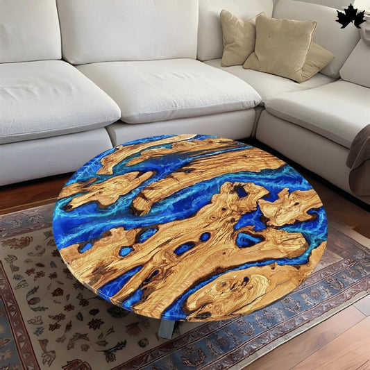Azure Drift – Round Resin Wood Center Table | Fankaarlok