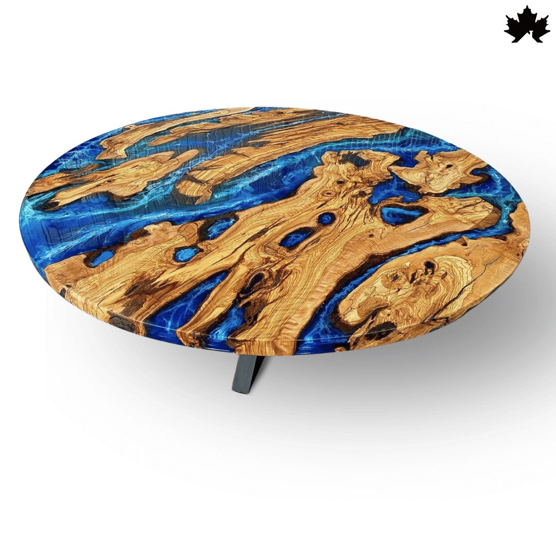 Azure Drift – Round Resin Wood Center Table | Fankaarlok