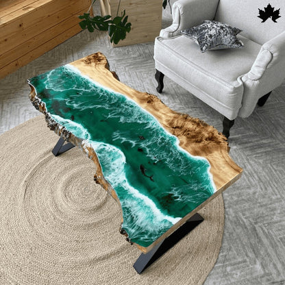 Emerald Tide – Premium Ocean Table with Resin Art | Fankaarlok