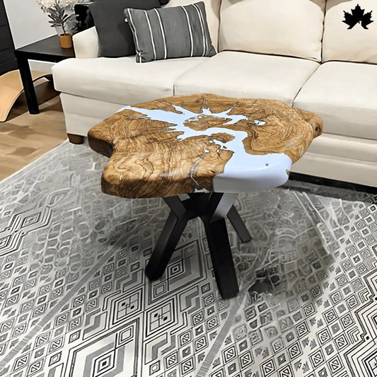 Natural Wood Coffee Table – Live Edge Epoxy Accent Table | Fankaarlok