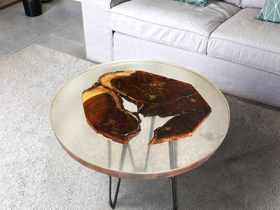Aurora – Round Resin Wood Coffee Table | Luxury Living Room Furniture