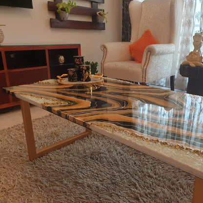 Golden Swirl Elegance – Buy Luxury Center Table Online | Fankaarlok